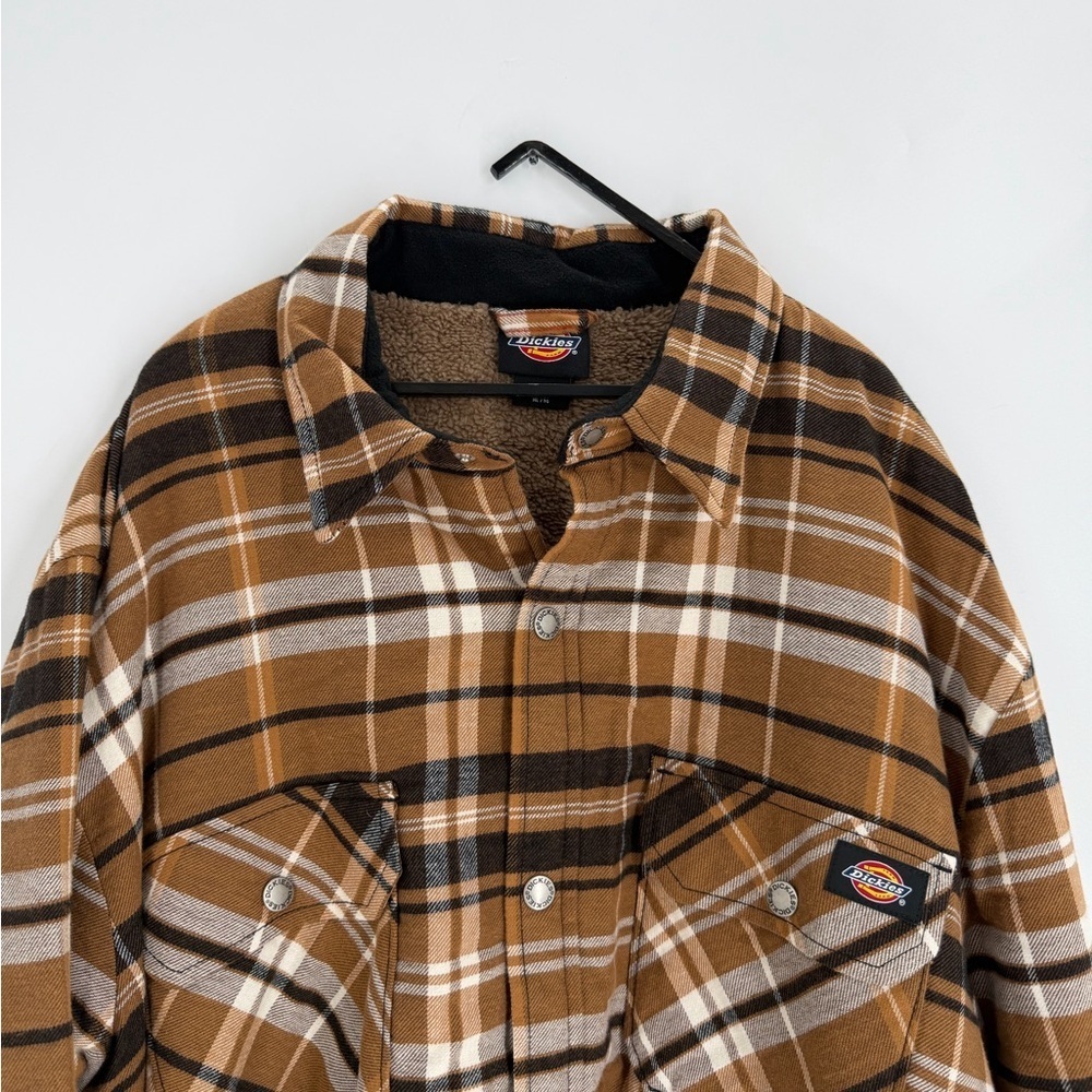 Dickies Water Repellent Fleece Lined Flannel Shirt Jacket In Brown Duck